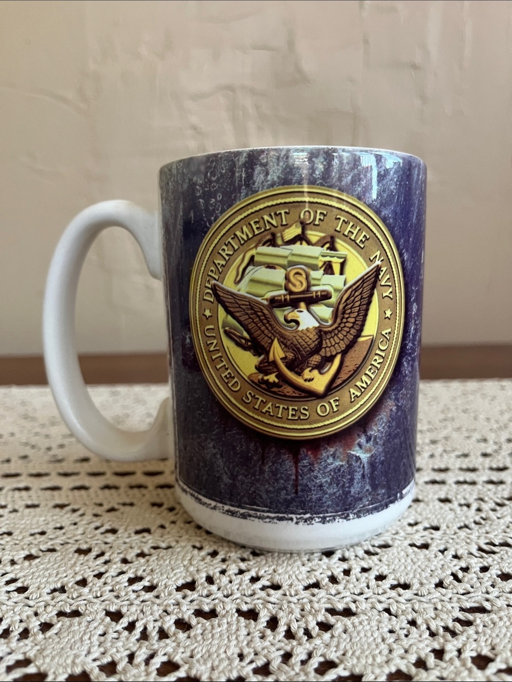 United States Navy Seal Ceramic Coffee Mug - Brown & Gold Accent